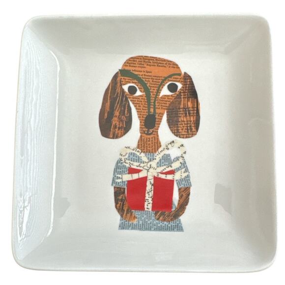 Denise Fiedler Pottery Barn Square Dachshund Trinket Dish - Picture 1 of 10